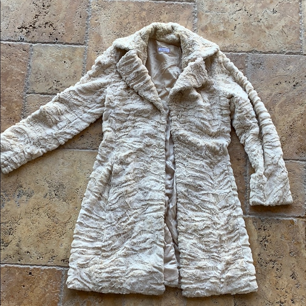 Cream faux fur coat